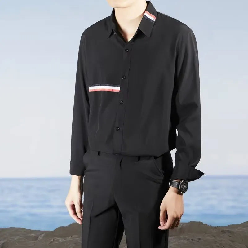 Hong Kong style loose fit cardigan shirt in cotton blend fabric available in multiple colours