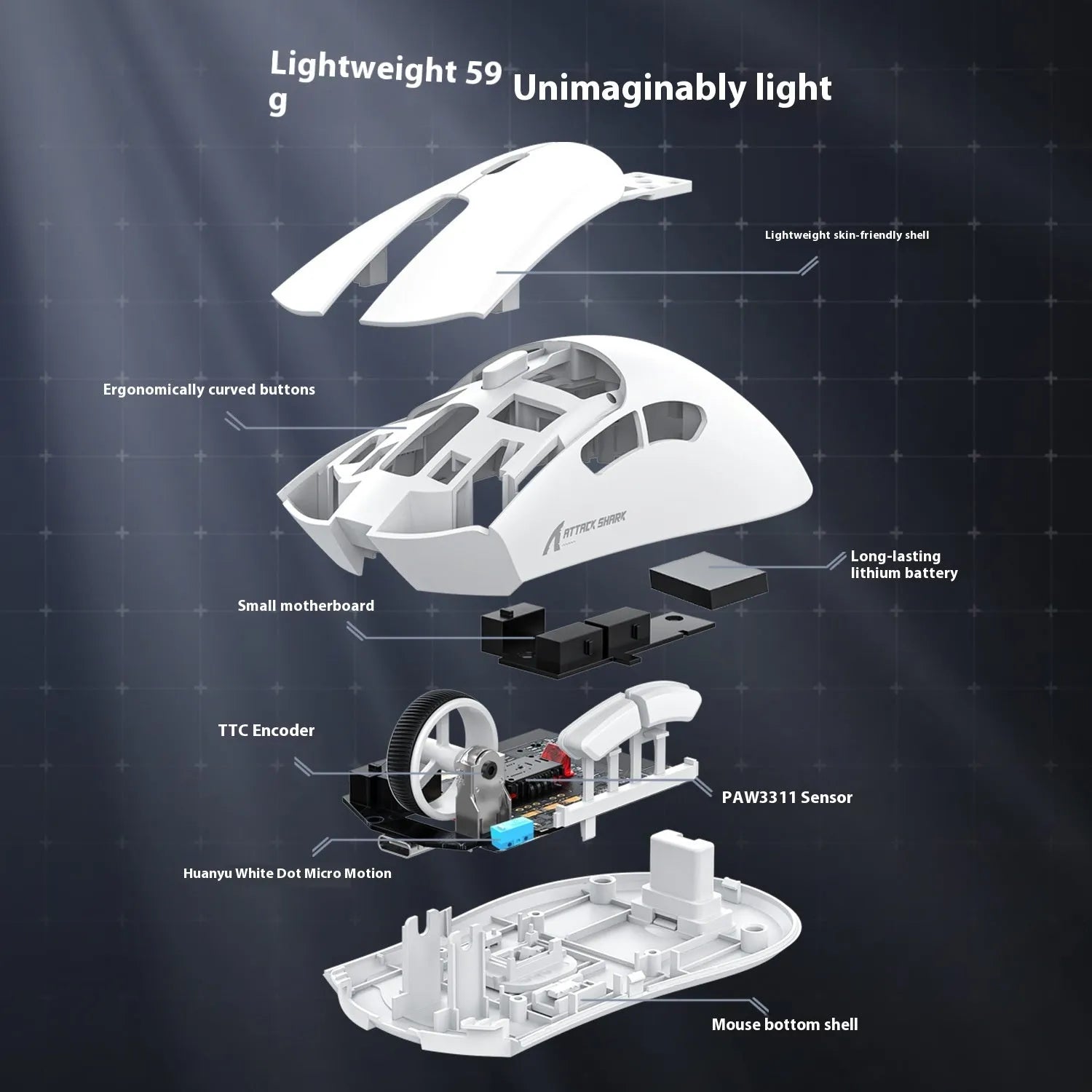 Wireless Bluetooth gaming mouse in black colour showing ergonomic design and three-mode connectivity