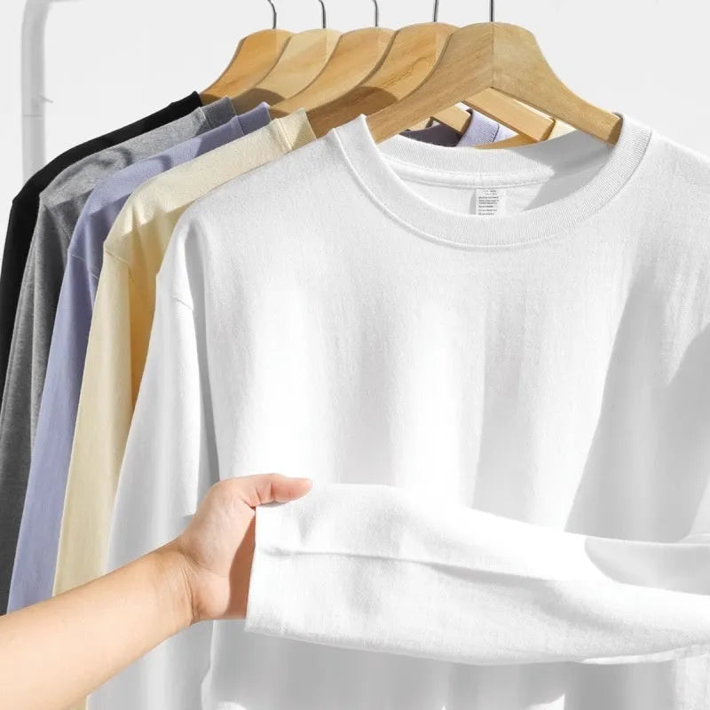 Men's early autumn western style solid cotton long sleeve base shirt in Haze Blue on simple background