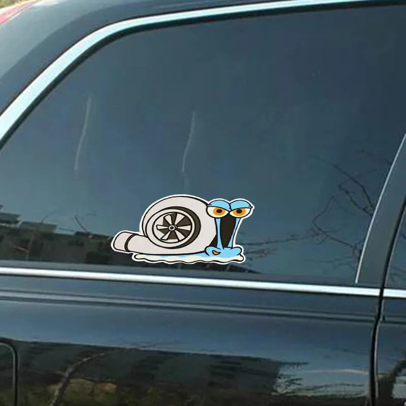 Snail cartoon car sticker with reflective colour design for vehicle bumper or window decoration