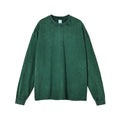 Men's vintage washed cotton pullover shirt in batik colour with loose fit and long sleeves