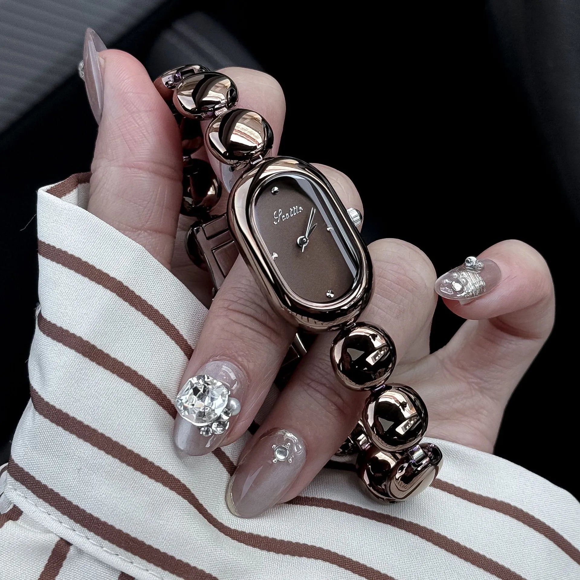 Women's oval fashion watch with 9mm thick case in various colour options