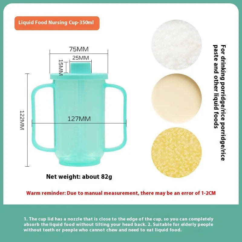 Elderly anti-choke drinking cup with handle and oblique mouth design for bed use