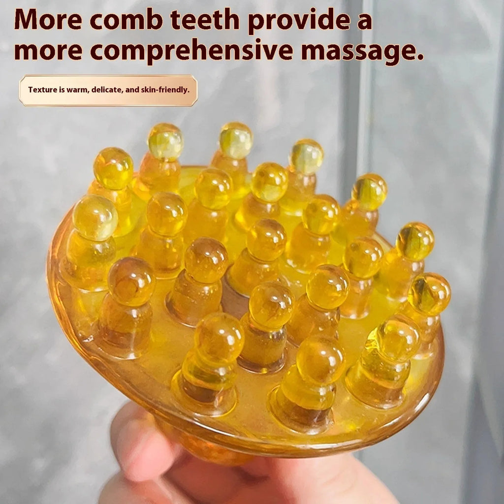 Brown disc massage comb with 21 teeth for scalp and meridian stimulation