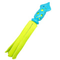 Blue cuttlefish-shaped squeaky dog chew toy, approximately 39cm long, made from rubber and cloth.