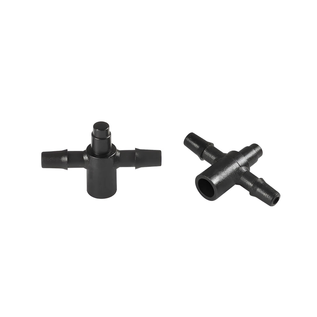 White PE plastic tee water distributor joint for garden irrigation systems