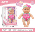 21.5 cm tall simulation baby vinyl doll figurine on display.