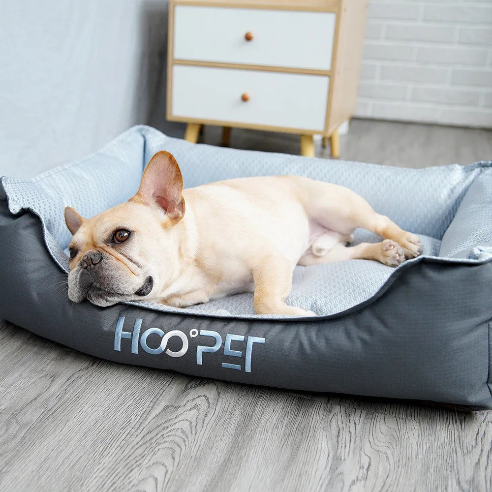 Soft pet bed with removable cover in three sizes for dogs and cats during summer