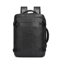 Multi-functional scalable computer backpack in solid black colour, PU waterproof finish, 20-35 litre capacity