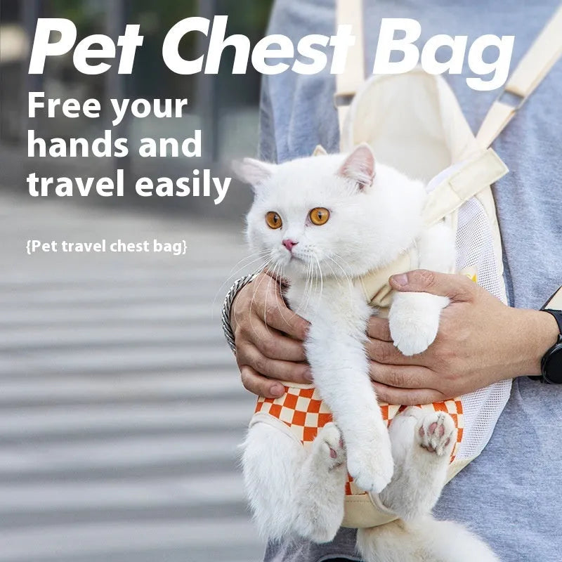 Soft non-woven polyester canvas pet chest backpack for cats in three colour options