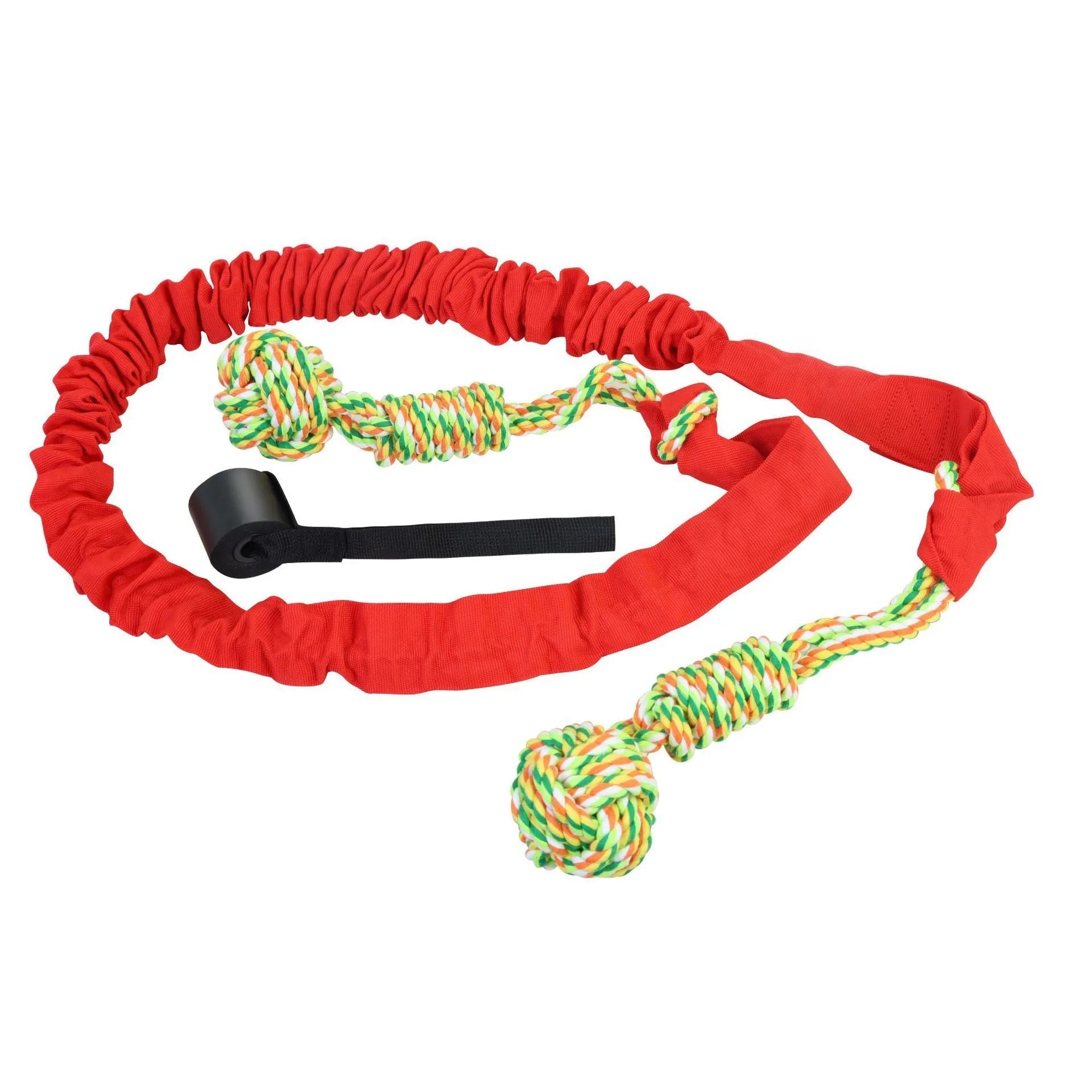 Cotton thread dog tug of war rope toy in black, grey, or red for large breed chewing and play