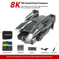 S138 black folding UAV drone with dual cameras and obstacle avoidance sensors, shown in a compact size.