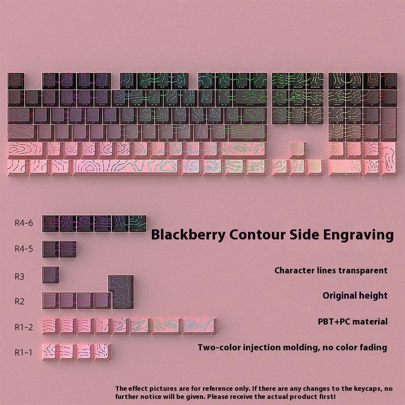 Plastic two-colour crack luminous key cap set in Black Powder colour, 290x160x30mm, for mechanical keyboard customisation