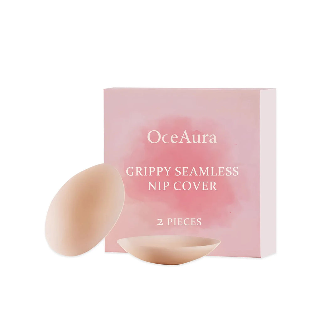 Two translucent chest patches with adhesive backing for discreet skin coverage and hydration