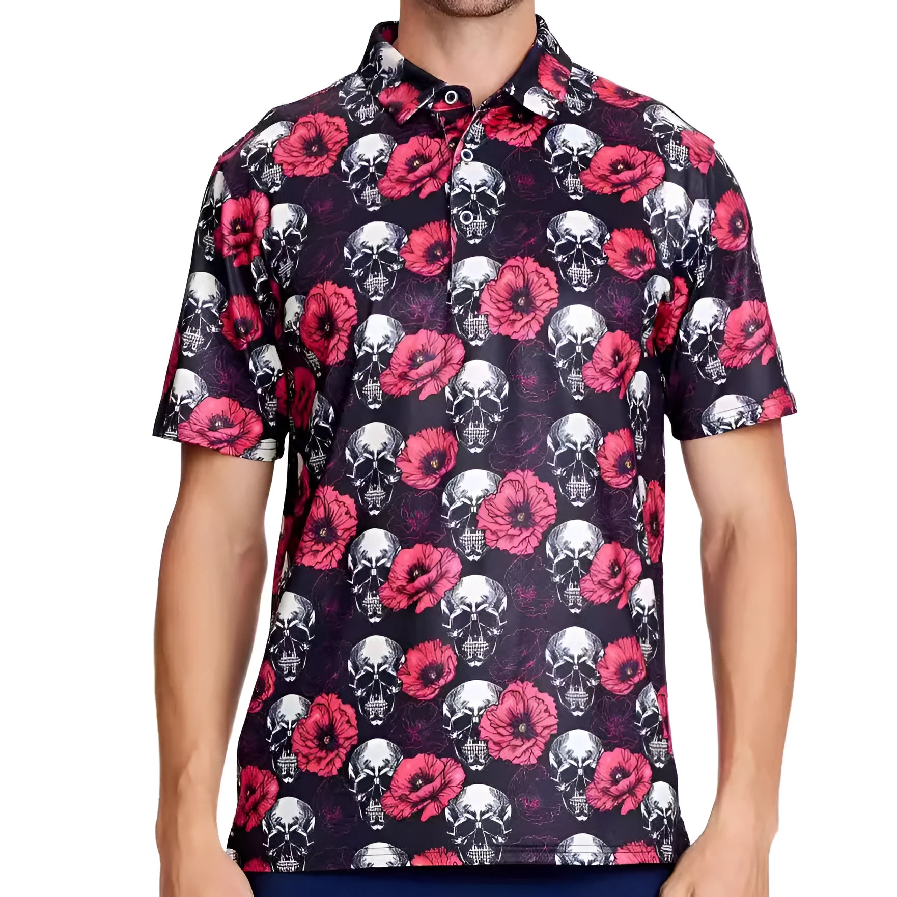 Men's grey short sleeve top with a raised 3D printed graphic pattern and silver zip detail on the chest.