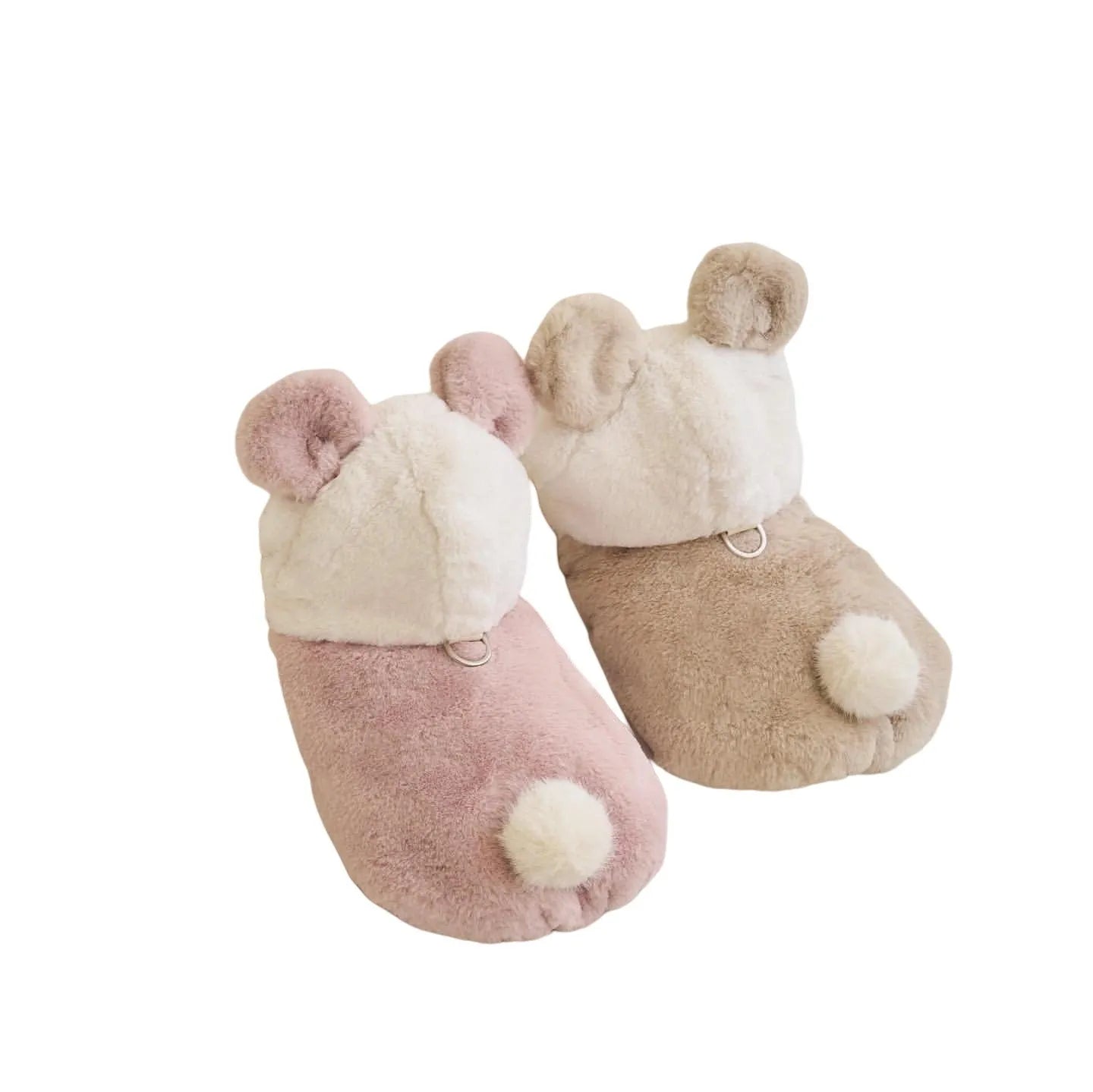 Light pink and light brown polyester warm coat for dogs and cats, shown in sizes XS to XL.