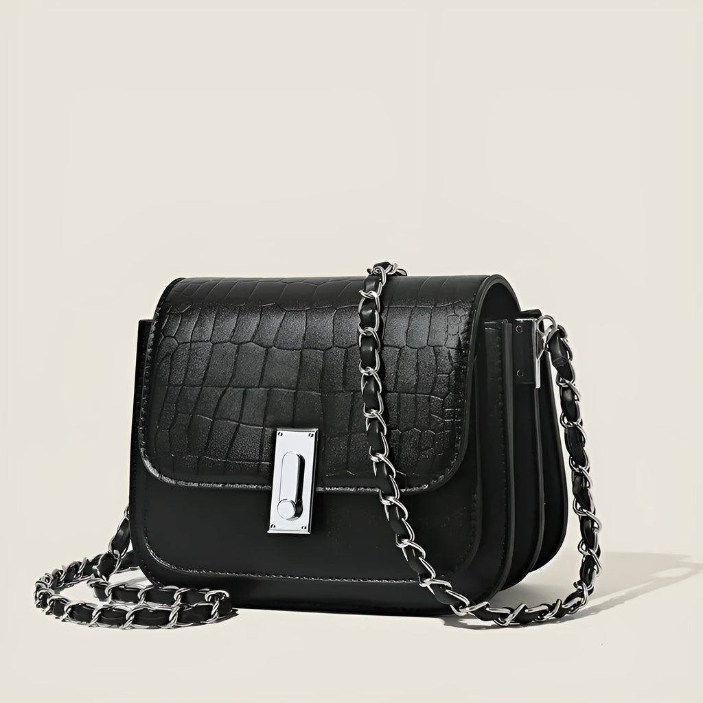 Women's soft PU leather shoulder bag in horizontal square shape with mobile phone pocket