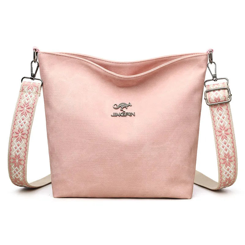 Soft PU crossbody shoulder bag in pink, grey or yellow with polyester lining
