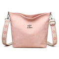 Soft PU crossbody shoulder bag in pink, grey or yellow with polyester lining