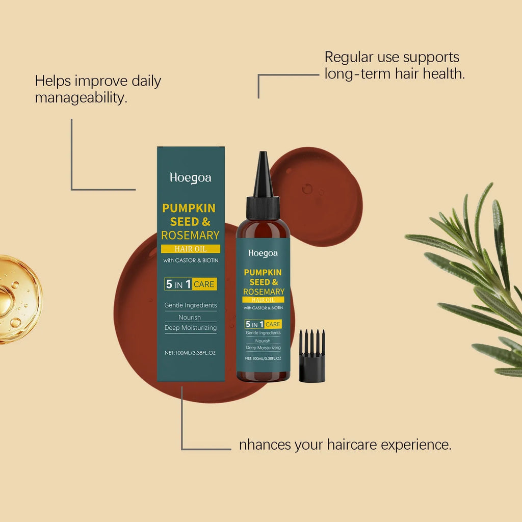 Rosemary essential oil hair treatment 100ml bottle with pointed applicator and hair comb
