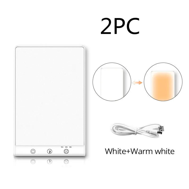 SAD light therapy lamp with touch controls and USB interface in modern simple design