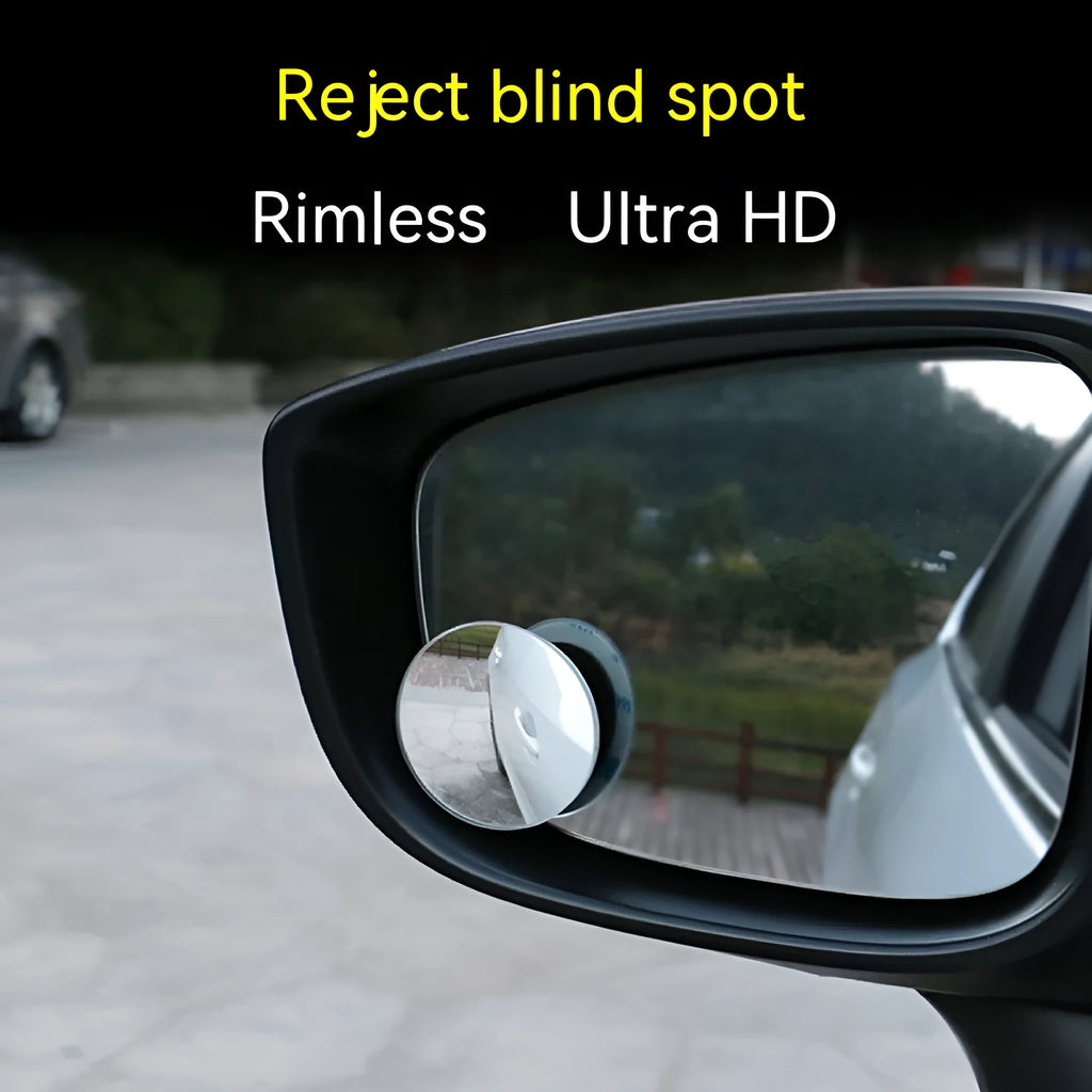 Pair of 5cm silver convex glass car blind spot mirrors with 360-degree adjustment