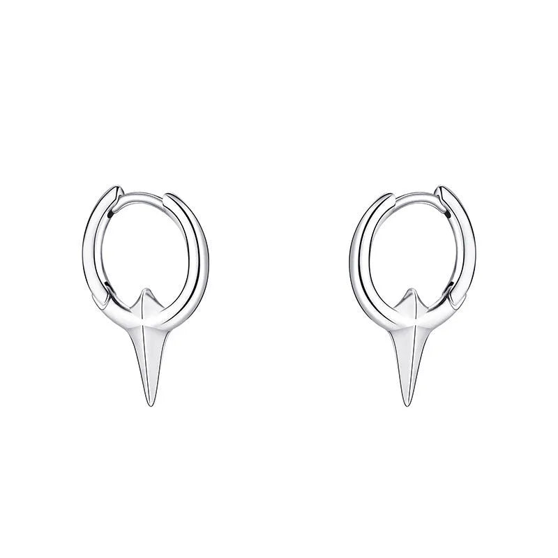 Geometric star-shaped ear clips for women with copper construction and white gold electroplated finish