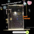 DIY snowy landscape night light kit with LED Christmas lights and flowing snow scene for desktop decoration