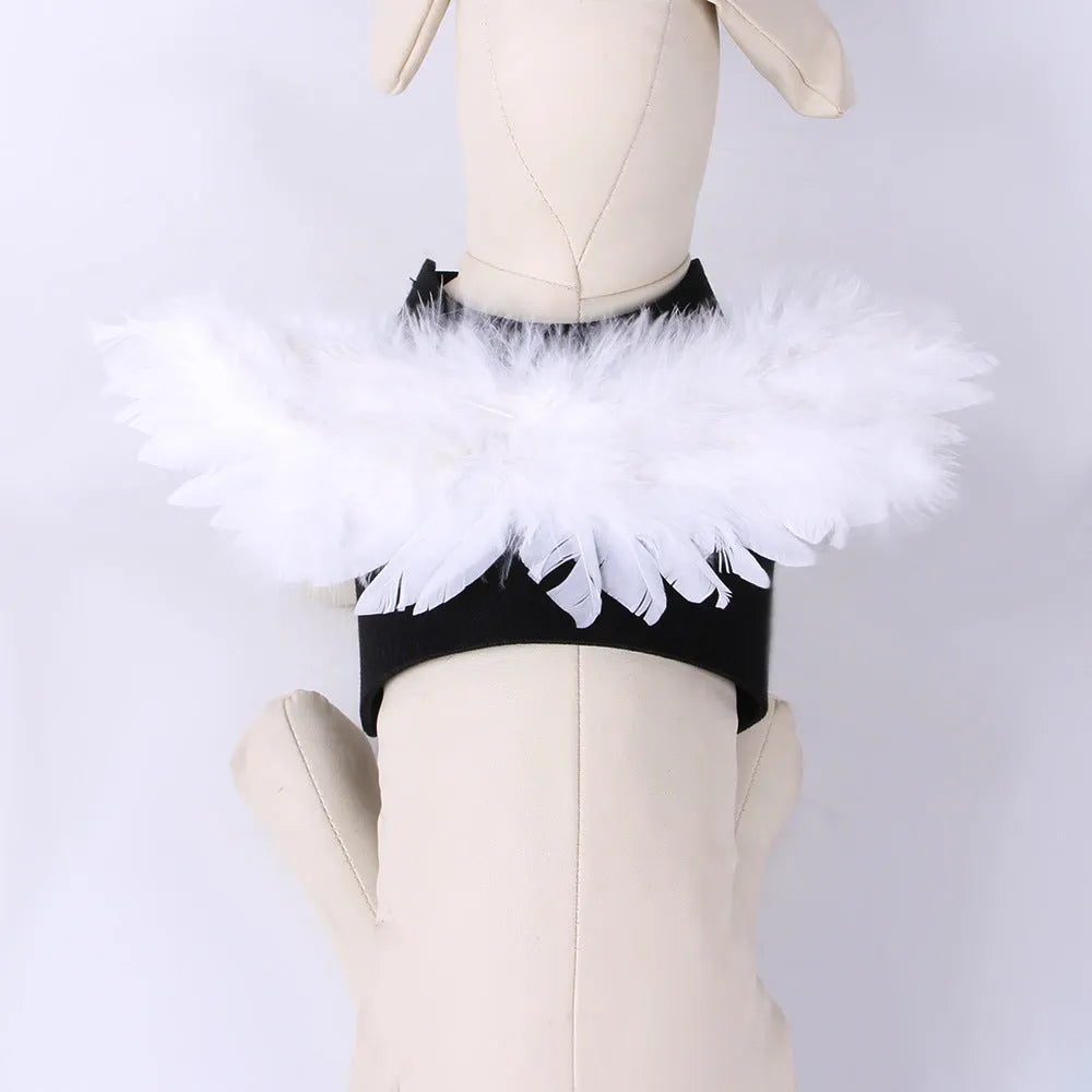 Black angel wings pet costume with chest and back attachment for dogs