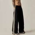 Black wide leg climbing trousers for men with high waist and straight leg cut