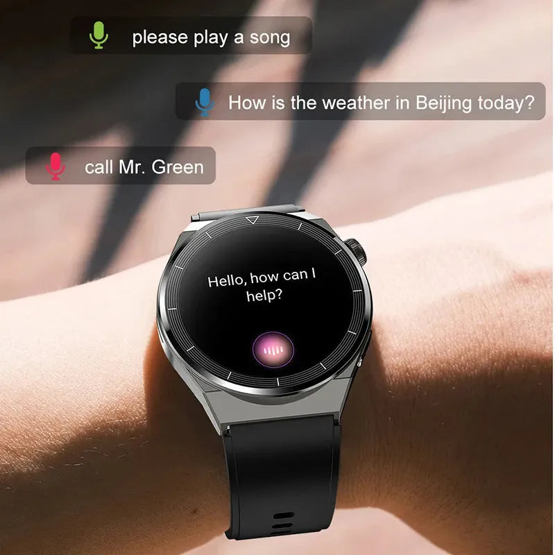 Black silicone strap smartwatch with silver vinyl case showing TFT touchscreen displaying health metrics