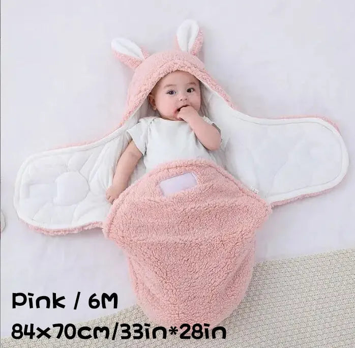 Adjustable baby swaddle sleep sack in soft cotton fabric with head protection