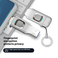 Fingerprint encrypted USB flash drive with USB 3.0 and Type-C ports in metal shell