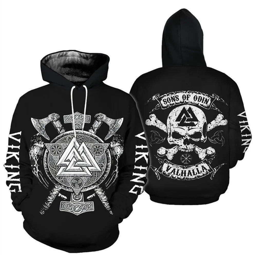 Printed street fashion hoodie for men in loose fit polyester fibre pullover style