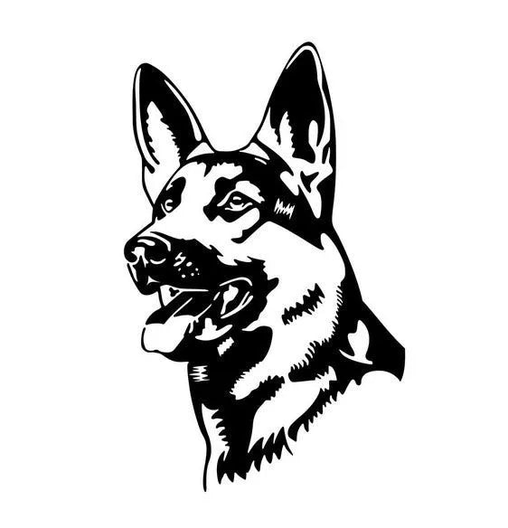 Reflective Alsace Shepherd dog silhouette bumper sticker in multiple colour options