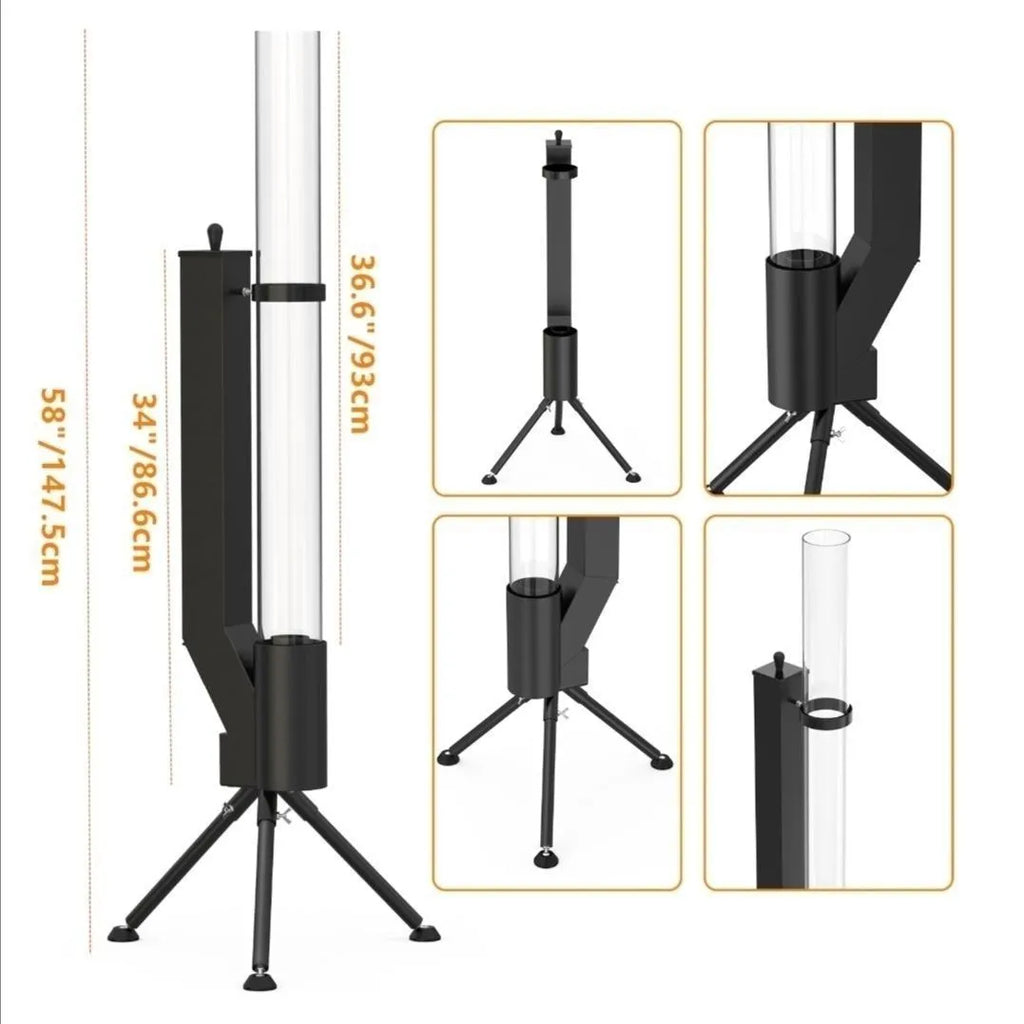 Vertical rocket furnace wood burning heating stove with iron construction for courtyard use