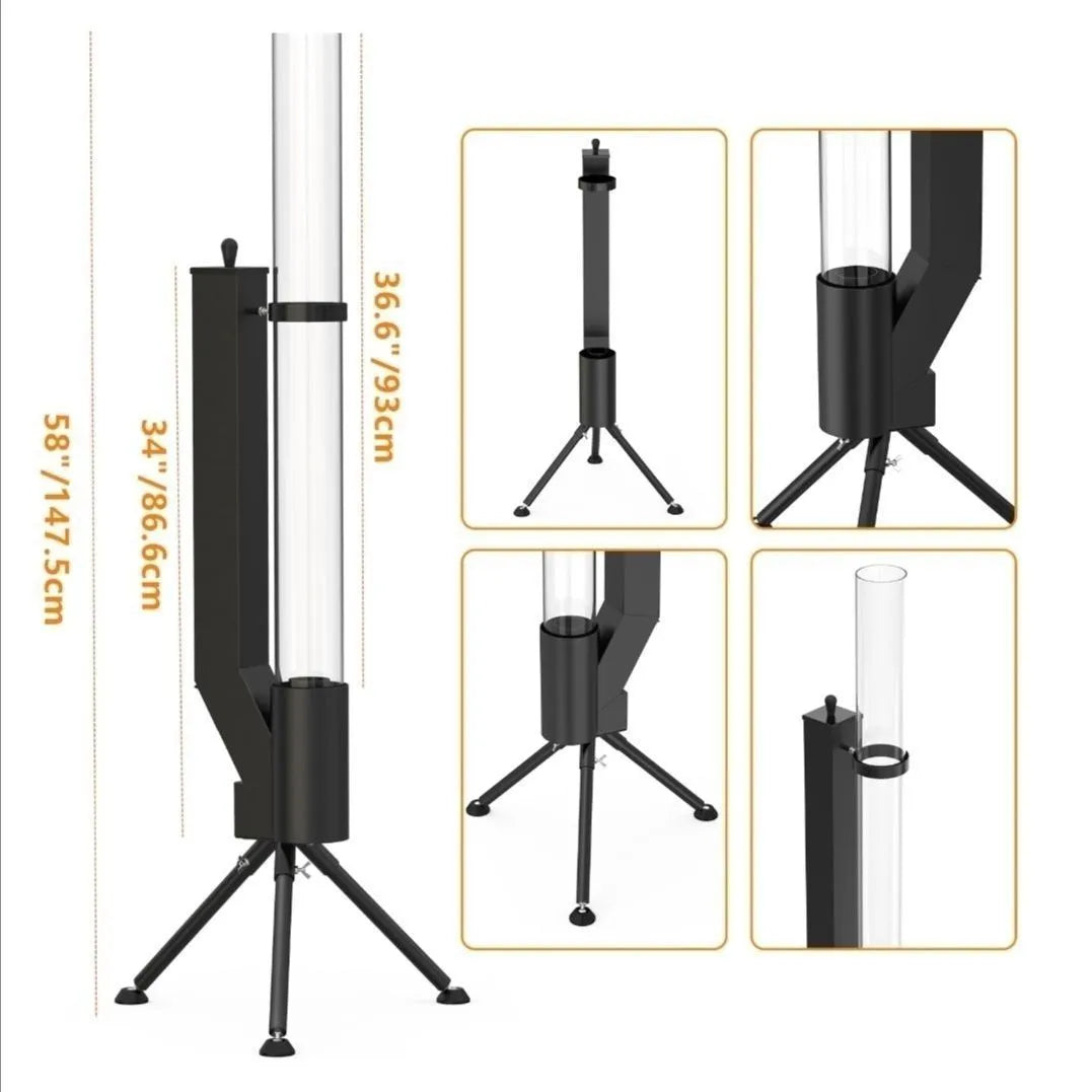 Vertical rocket furnace wood burning heating stove with iron construction for courtyard use