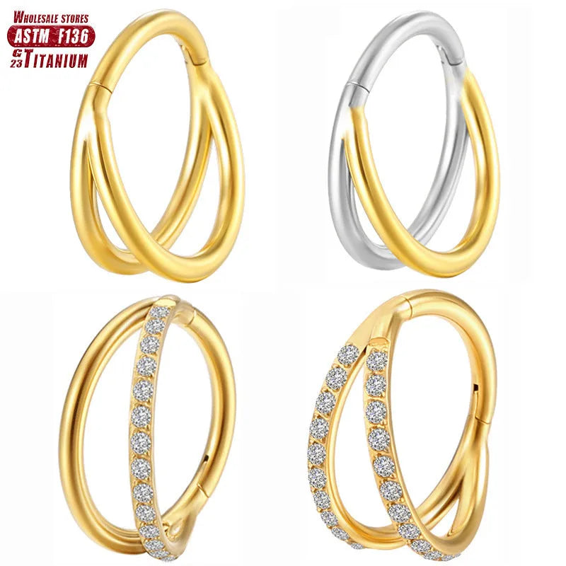 F136 titanium alloy fork nose ring in silver, available in multiple sizes for nose piercings.