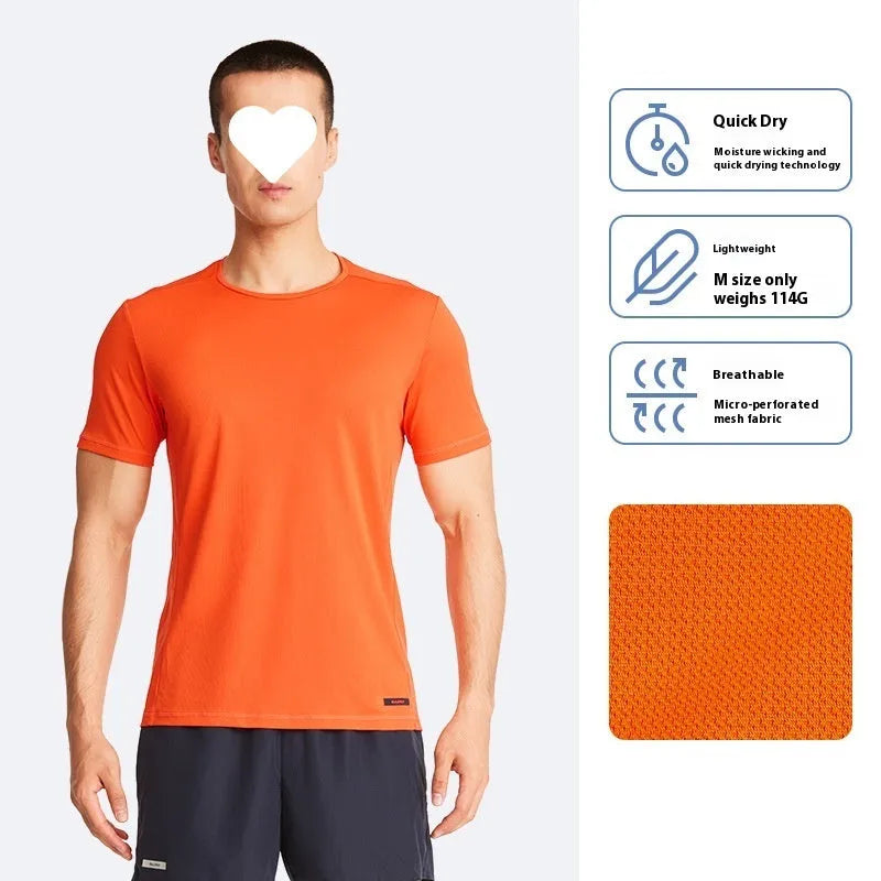 Men's quick-dry polyester running t-shirt in multiple colours and sizes for sports fitness