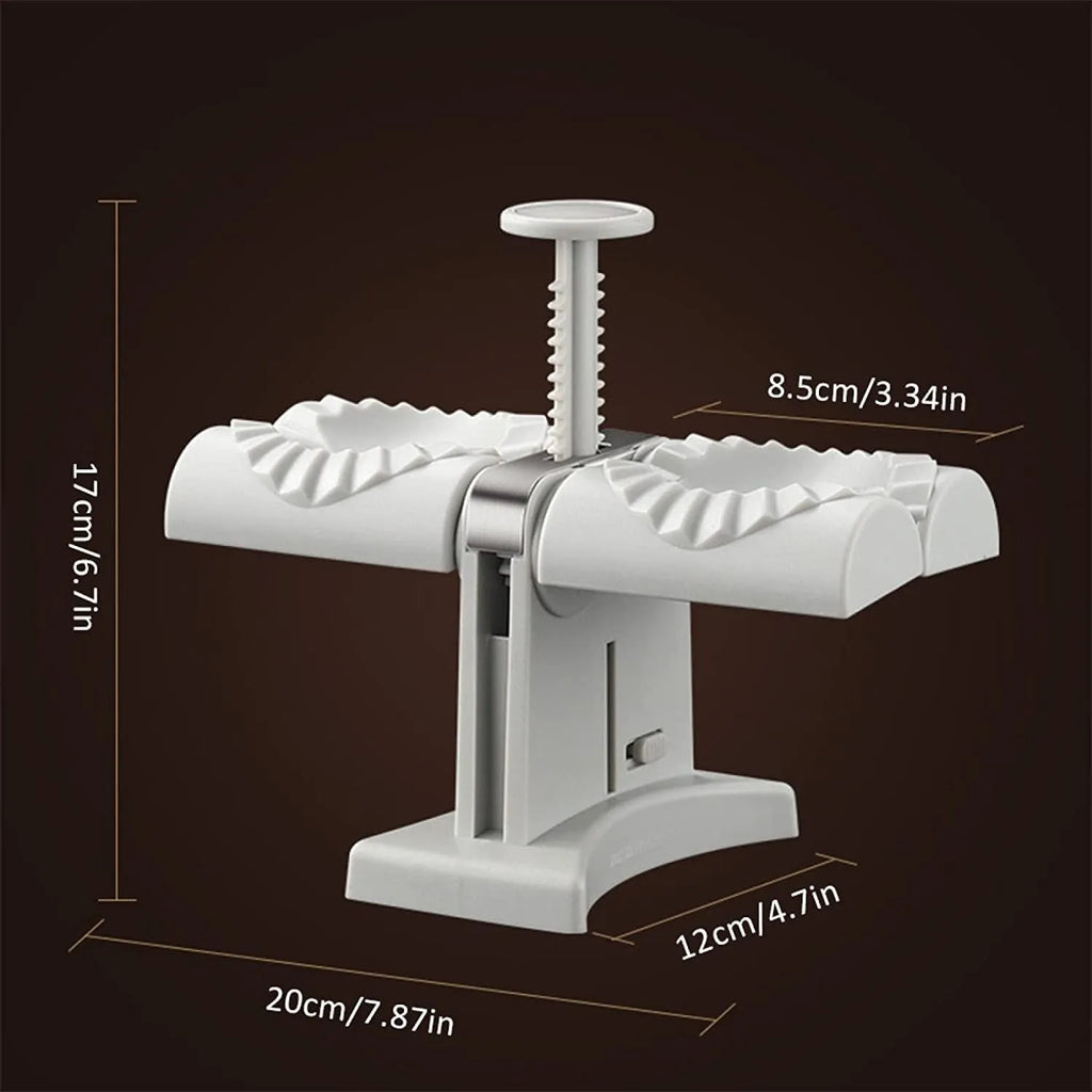 White double head manual dumpling maker with anti-slip rubber base mat