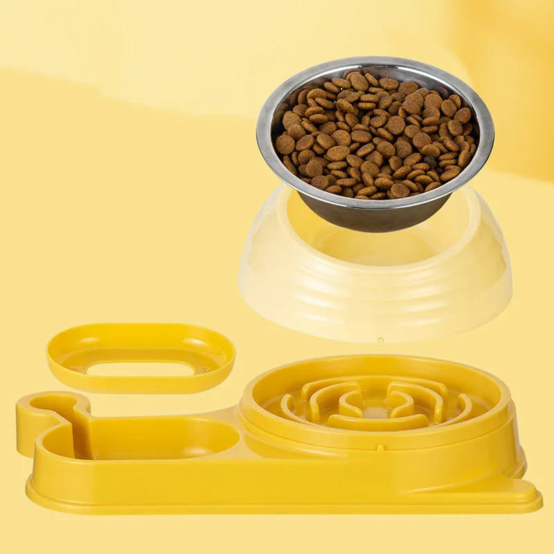 Elevated cat food bowl with automatic water dispenser in three colour options