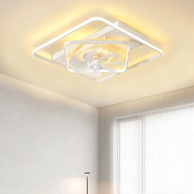 1100mm wide ceiling fan lamp with light showing plastic blades and acrylic shade