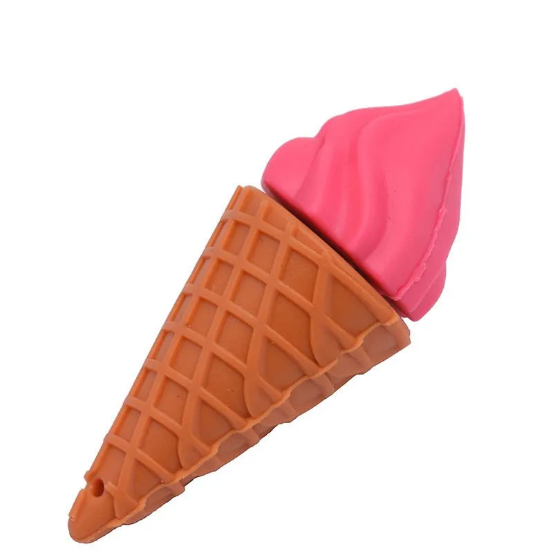 Colourful mini ice cream shaped USB flash drive on a white background.