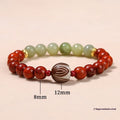 Red Rosewood and gray jade Bodhi Lotus bracelet for women with 12mm geometric beads.