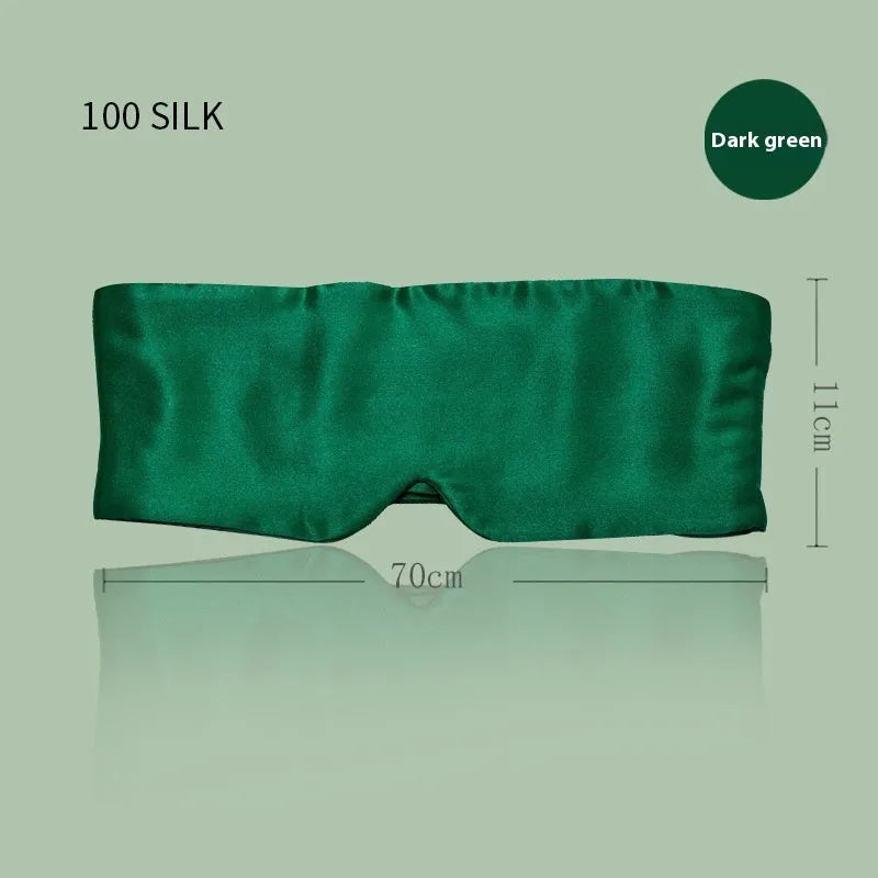 Mulberry silk sleep eye mask shown in multiple colours including black, champagne gold, navy blue, and pink.