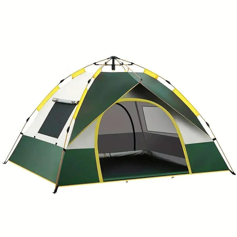 Dark green automatic pop-up camping tent for 3-4 people with quick open design
