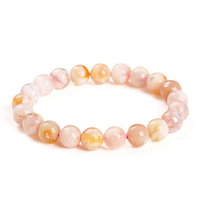 Natural cherry agate women's bracelet with geometric round beads in sweet style