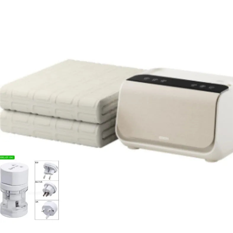 White Aideng electric water blanket with PVC plush construction and smart host control unit for bed heating