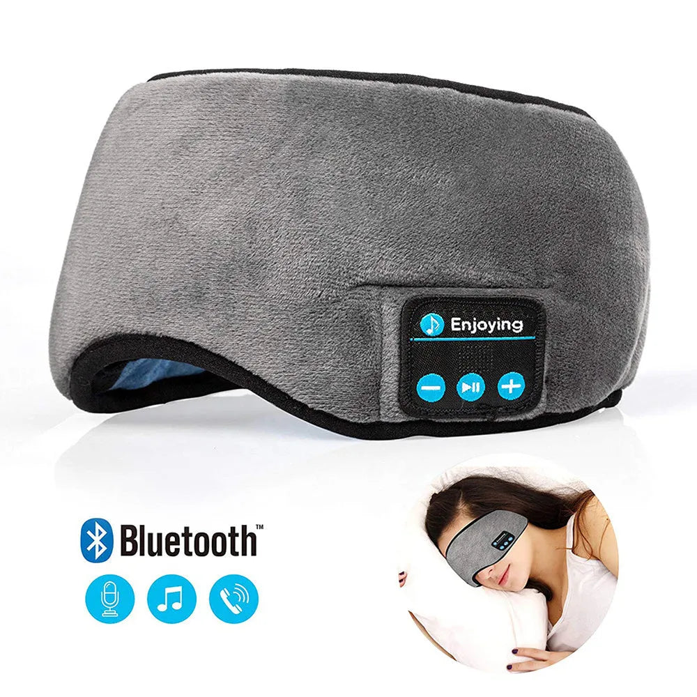 Wireless Bluetooth 5.0 sleeping eye mask with built-in earphones, grey or black velvet headband