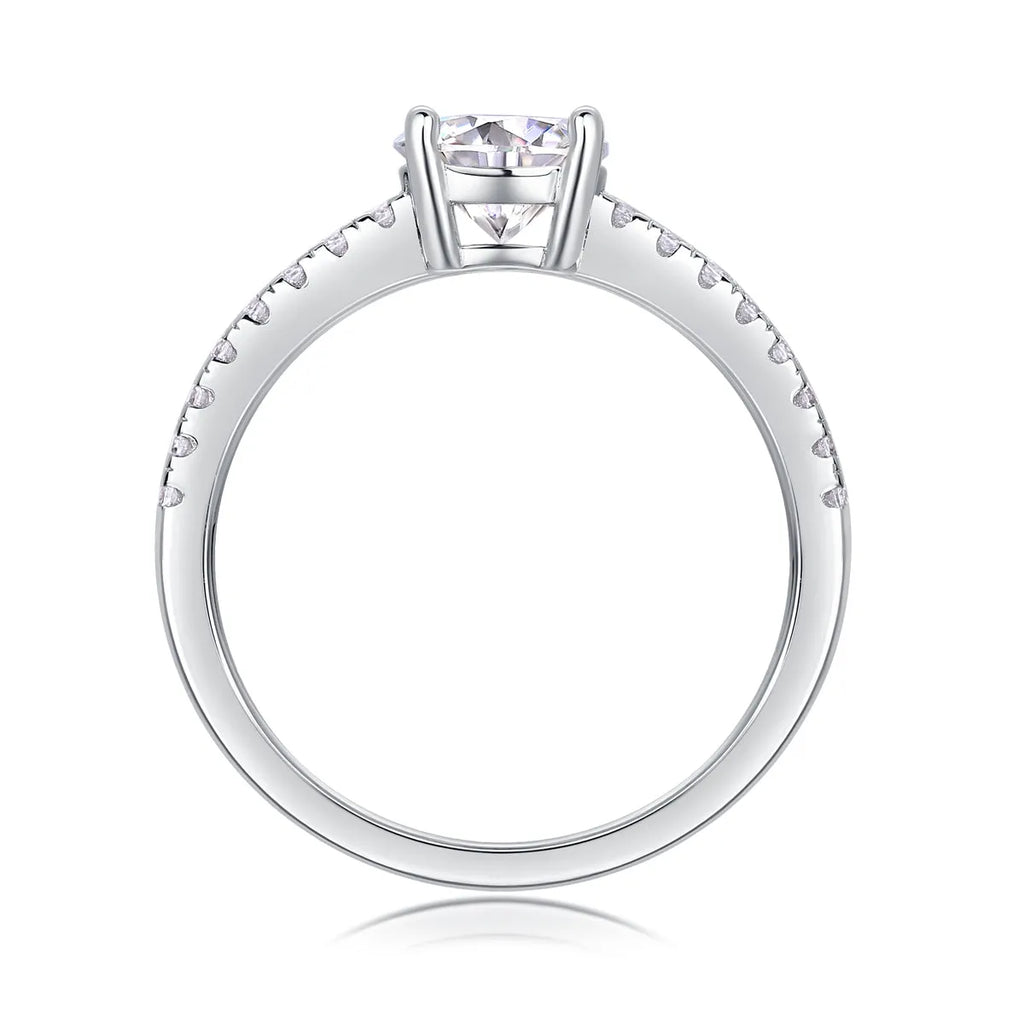 Moissanite wedding ring set with platinum-plated S925 silver, 1-10 carat stone, in gift box with GRA certificate